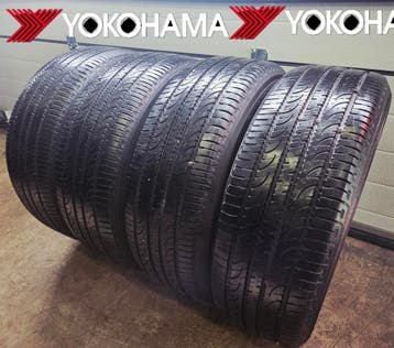 4x 225 55 R18 YOKOHAMA 7mm en 5.5 a 6mm €70 P.S GEMONTEERD, Auto-onderdelen, Banden en Velgen, Ophalen, 18 inch, Gebruikt, Band(en)
