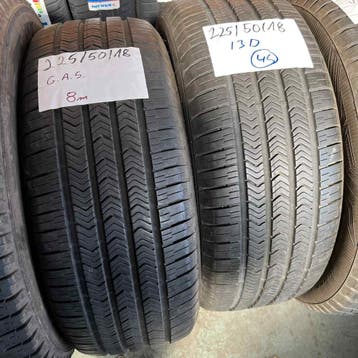 2 x Goodyear 225-50-18 4 Seizoenbanden 8mm, 18 inch, Gebruikt, Ophalen of Verzenden, All Season