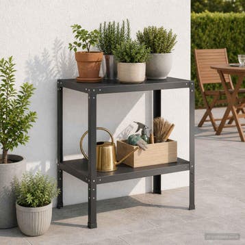 vidaXL Planttafel 100 x 50 x 80 cm Gepoedercoat staal Zwart, Verzenden, Nieuw