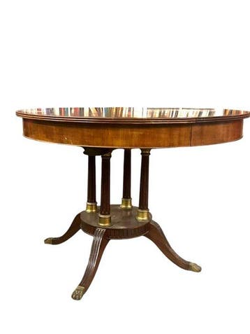 Tafel - Mahonie - Eettafel met messing, Antiek en Kunst