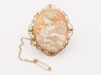 Cameo - 18 karaat Geel goud - Gouden camee-broche, Sieraden, Tassen en Uiterlijk, Antieke sieraden