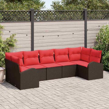 vidaXL Tuin Sofa Set 7 st Bruin [Synthetisch]: Poly Rattan, Verzenden, Nieuw, 7 zitplaatsen