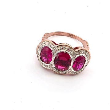 Zonder minimumprijs - Ring - 9 kt. Roségoud, Zilver Spinel -, Nieuw
