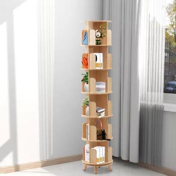 Draaibare Boekenkast – 6 Niveaus, Houten Rek met Ruime Opsla, Verzenden, Nieuw