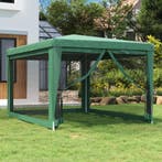 vidaXL Partytent met 4 mesh zijwanden 3x4 m HDPE groen, Tuin en Terras, Partytenten, Verzenden, Nieuw, Partytent