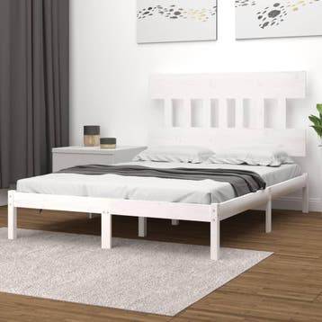vidaXL Bedframe massief hout wit 200x200 cm, Huis en Inrichting, Slaapkamer | Bedden, Verzenden, Wit, Overige maten, 200 cm