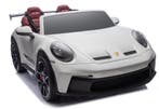 Kinderauto PORSCHE GT3 wit,2 zitter, leder, eva, FM, BT, Ophalen of Verzenden, Nieuw