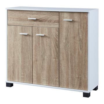 [en.casa] Halmeubel Bobeck 72x80x28 cm wit en eikenkleurig, Verzenden, Nieuw