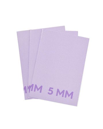 HEMA Schriften lila A4 geruit 5mm - 3 stuks 3+1 gratis, Verzenden, Nieuw
