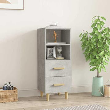 vidaXL Dressoir 34,5x34x90 cm bewerkt hout betongrijs, Huis en Inrichting, Kasten | Dressoirs, Minder dan 50 cm, Verzenden, Nieuw