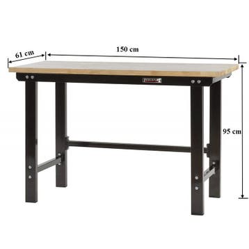 Werkbank zwart 150 cm met hardhouten blad - open model, Ophalen of Verzenden, Nieuw