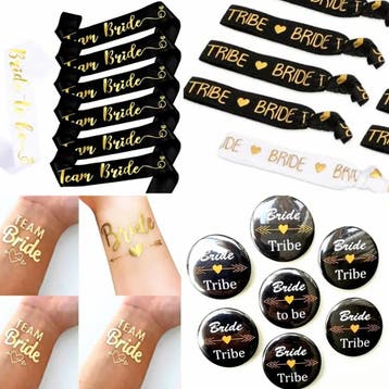 20-delige Bride to Be en Team Bride set wit met goud, Kleding | Dames, Trouwkleding en Trouwaccessoires, Ophalen of Verzenden