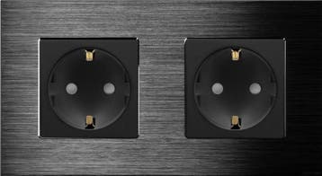 WANDCONTACTDOOS | ALUMINIUM | ZWART | TWEEVOUDIG, Doe-het-zelf en Verbouw, Ophalen of Verzenden, Nieuw