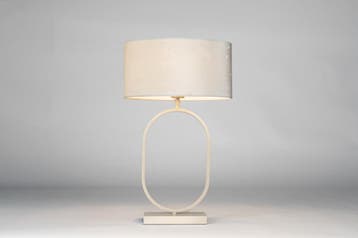 Rietveld Tafellampen - Creme, Beige, Zand - Stof, Metaal, Huis en Inrichting, Lampen | Tafellampen, Verzenden, Nieuw