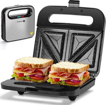 Tosti apparaat - Tosti ijzer - Sandwich maker - 750W - RVS -, Verzenden, Zo goed als nieuw