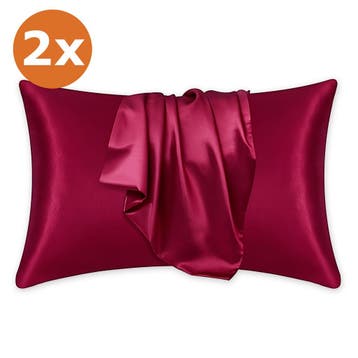 2 STUKS - Satijnen kussensloop Rood 60 x 70 cm hoofdkussen f, Ophalen of Verzenden, Nieuw