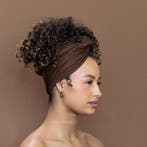 Bruine hoofddoek - Headwrap van stretchy Jersey stof, Ophalen of Verzenden, Nieuw