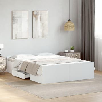 vidaXL Bedframe met lades bewerkt hout wit 120x200 cm, Huis en Inrichting, Slaapkamer | Bedden, Verzenden, Wit, Nieuw, Twijfelaar