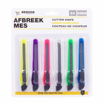 Benson Set van 6 afbreekmessen - 9 mm - ergonomisch - kle..., Ophalen of Verzenden, Nieuw