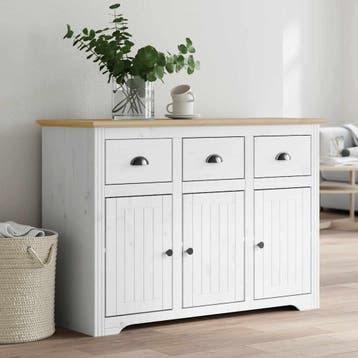 vidaXL Dressoir BODO 115,5x44x80 cm massief grenenhout wit, 100 tot 150 cm, Verzenden, Nieuw, Grenenhout