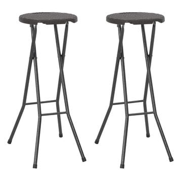 vidaXL Barkrukken inklapbaar 2 st rattan look HDPE en staal, Verzenden, Nieuw, Metaal