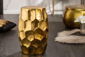 Handgemaakte bijzettafel ORGANIC ORIENT 50cm goud metaal, Ophalen of Verzenden, Nieuw