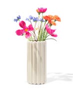 HEMA Vaas 28cm keramiek ribbel grijs, Huis en Inrichting, Woonaccessoires | Vazen, Verzenden, Nieuw