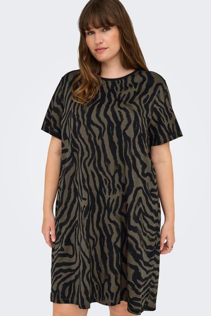 ONLY ECO midi jurk dierenprint Maat:, Kleding | Dames, Jurken, Overige kleuren, Nieuw, Verzenden