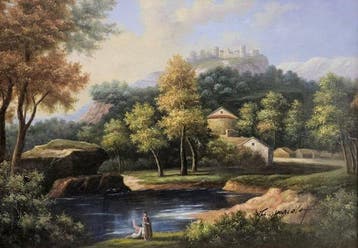 F. Poncelet (XX) - Paesaggio toscano, Antiek en Kunst