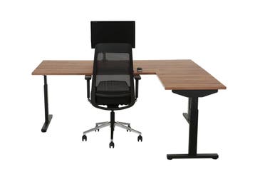 Hoekbureau recht TUBE zwart-cognac walnoten 160x160, Ophalen of Verzenden, Nieuw in verpakking