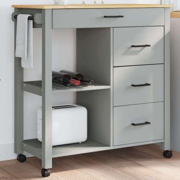 vidaXL Keukentrolley MONZA 84x40x88,5 cm massief grenenhout, Verzenden, Nieuw