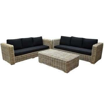 Nissah bank loungeset 3-delig rotan, Ophalen of Verzenden, Nieuw
