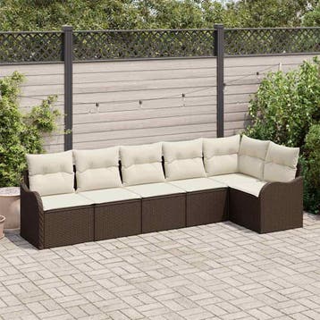 vidaXL Tuin Sofa Set 6 st Bruin poly rattan, Verzenden, Nieuw, Rotan, 6 zitplaatsen