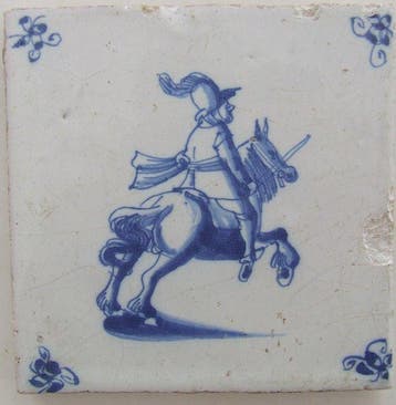 Tegel - Soldaat te Paard. - 1650-1700, Antiek en Kunst