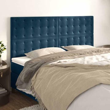 vidaXL Hoofdbord donkerblauw 180x5x118/128 cm fluweel, Verzenden, Nieuw, Blauw, Stof