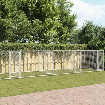vidaXL Hondenhok met deuren 12x2x1,5 m gegalvaniseerd staal, Dieren en Toebehoren, Verzenden, Nieuw