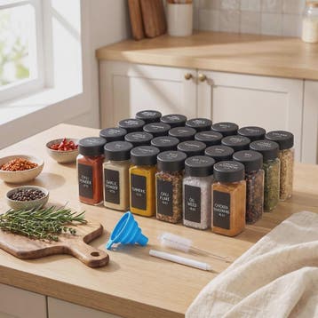 24 Delige Set Glazen Kruidenpotjes 120ml met Shaker Insert -, Verzenden, Nieuw