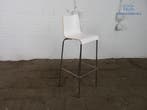 Hoge kruk wit houten zitting chroom frame tweedehands, Verzenden, Gebruikt