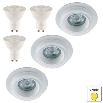 Set van 3 inbouwspots Jupiter wit + LED spots GU10 Lybardo |, Verzenden, Nieuw, Overige typen