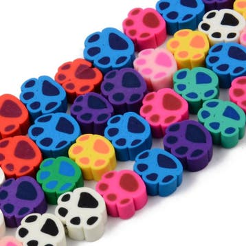 40 x Polymeerklei kralen honden pootje gemixt 10 mm – gat., Ophalen of Verzenden, Nieuw, Kraal