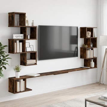 vidaXL Vaste TV Plank Gerookt eiken 200 x 15 x 94 cm Bewerkt, Verzenden, Nieuw