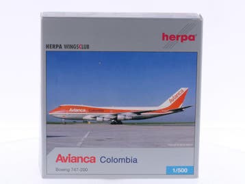 Schaal 1:500 Herpa 501408 Avianca Colombia Boeing 747-200..., Ophalen of Verzenden, Gebruikt