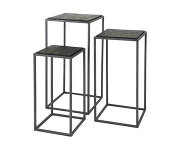 Bloemenzuil set/3 Teca black - Teakhout zwart, Huis en Inrichting, Ophalen of Verzenden, Nieuw