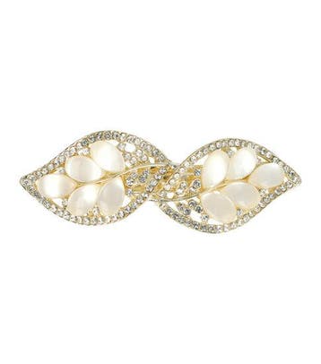 Haarspeld Patentspeld 7cm - Wave – Metaal – Parel & Strass –, Nieuw