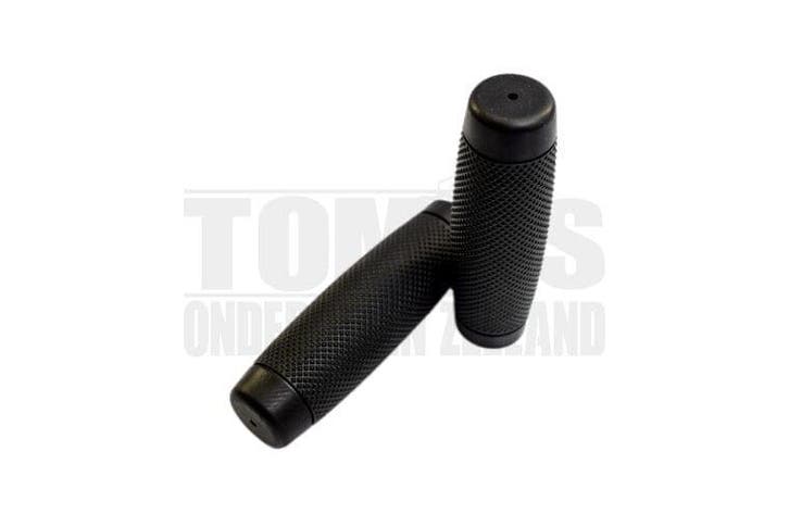 Handvatset Bobber geribbeld zwart 22mm / 24mm, Fietsen en Brommers, Brommeronderdelen | Algemeen, Nieuw, Ophalen of Verzenden