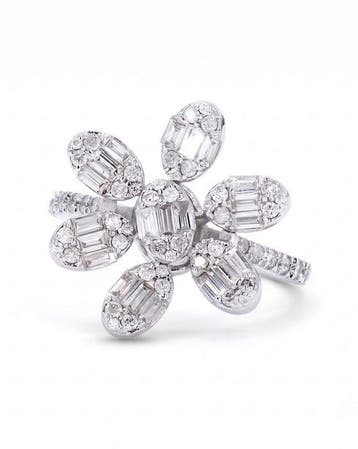 Cocktailring - 14 karaat Witgoud - 0.95ct. tw. Diamant