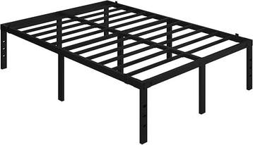 2dekans | Yaheetech Metalen Bedframe 135 x 190 cm – Zwart –, Huis en Inrichting, Slaapkamer | Bedden, Ophalen of Verzenden, Zo goed als nieuw