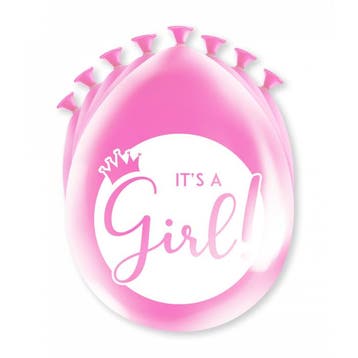 Ballonnen Its A Girl Babyshower (8st), Ophalen of Verzenden, Nieuw