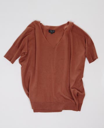 Zilch roestbruine top met V-hals maat L, Kleding | Dames, Verzenden, Gedragen