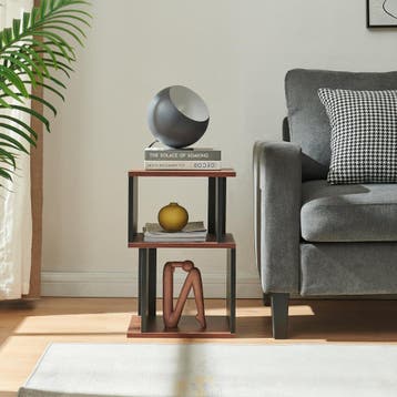 Bijzettafel Trond 50x33x29 cm zwart en walnootlkleurig [en.c, Huis en Inrichting, Tafels | Bijzettafels, Verzenden, Nieuw